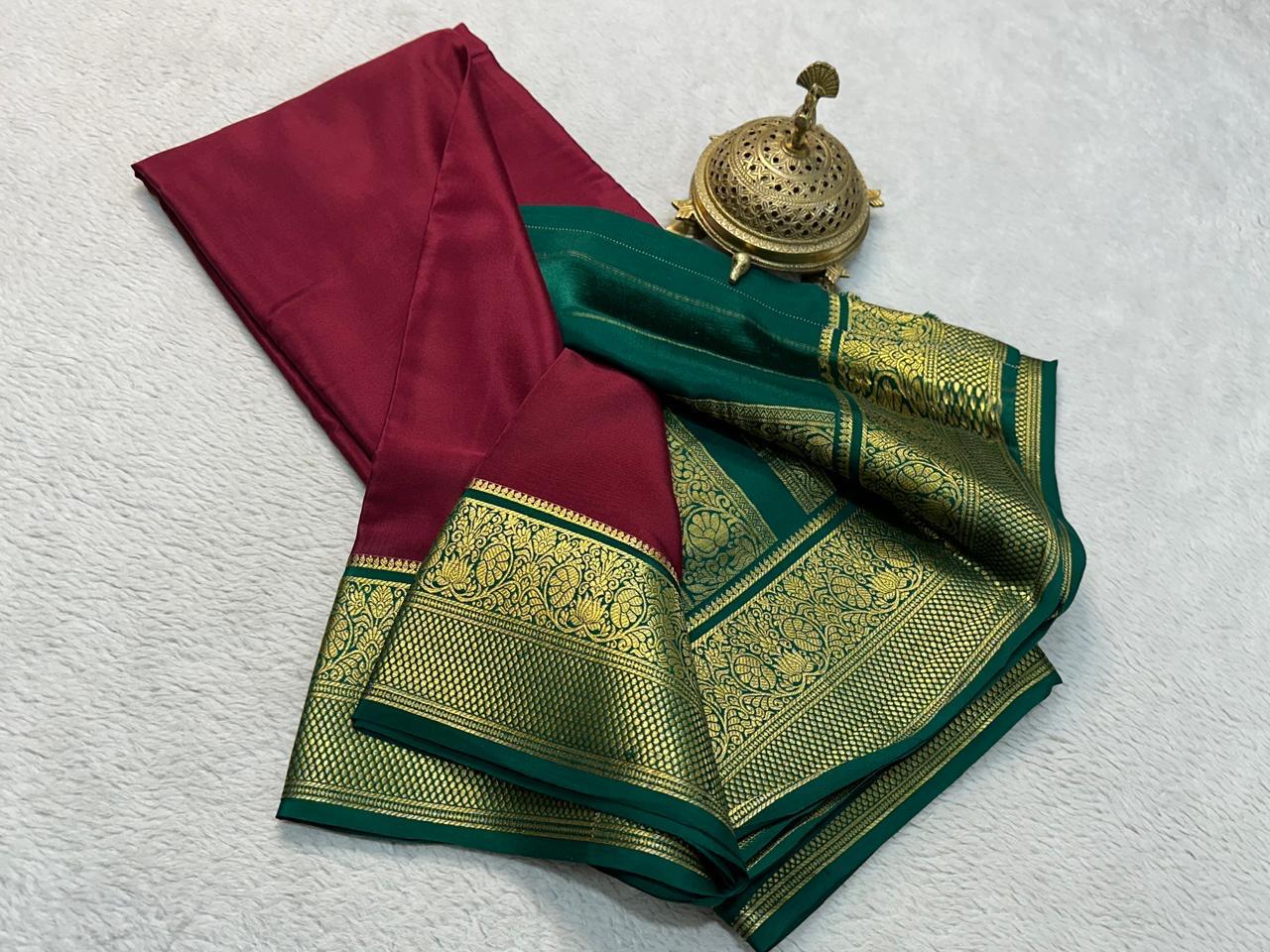 Contrast color pure mysore silk saree