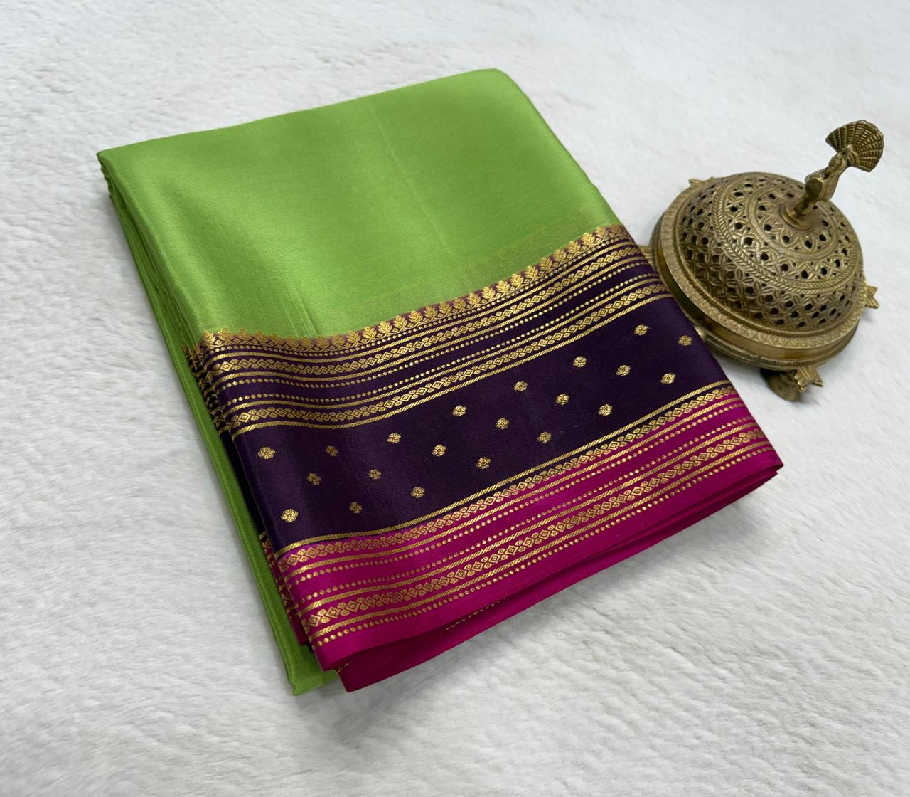 Contrast color pure mysore silk saree