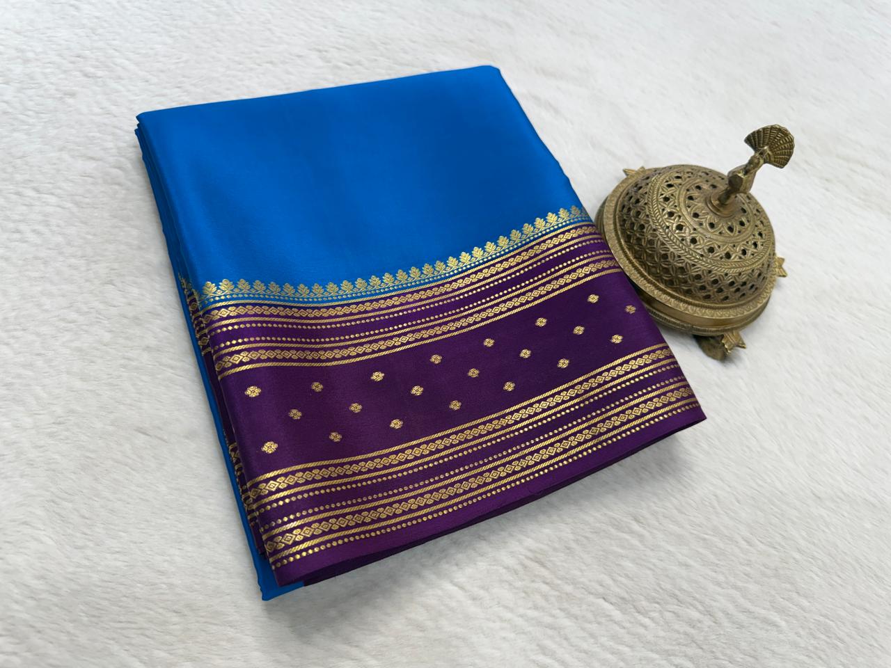 Contrast color pure mysore silk saree