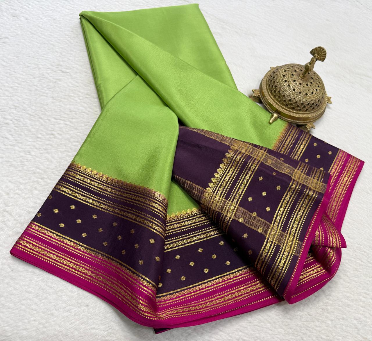 Contrast color pure mysore silk saree
