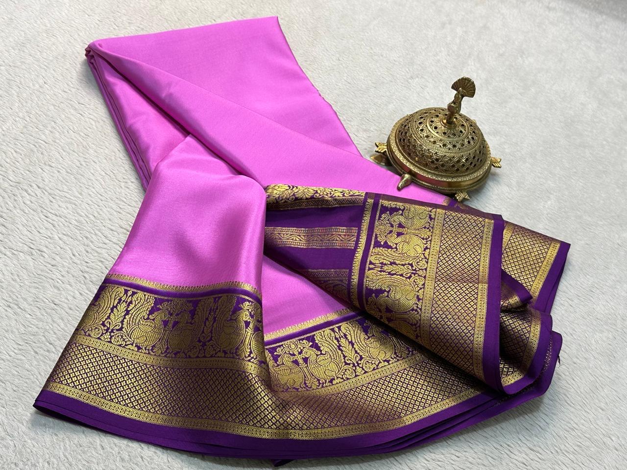 Contrast color pure mysore silk saree