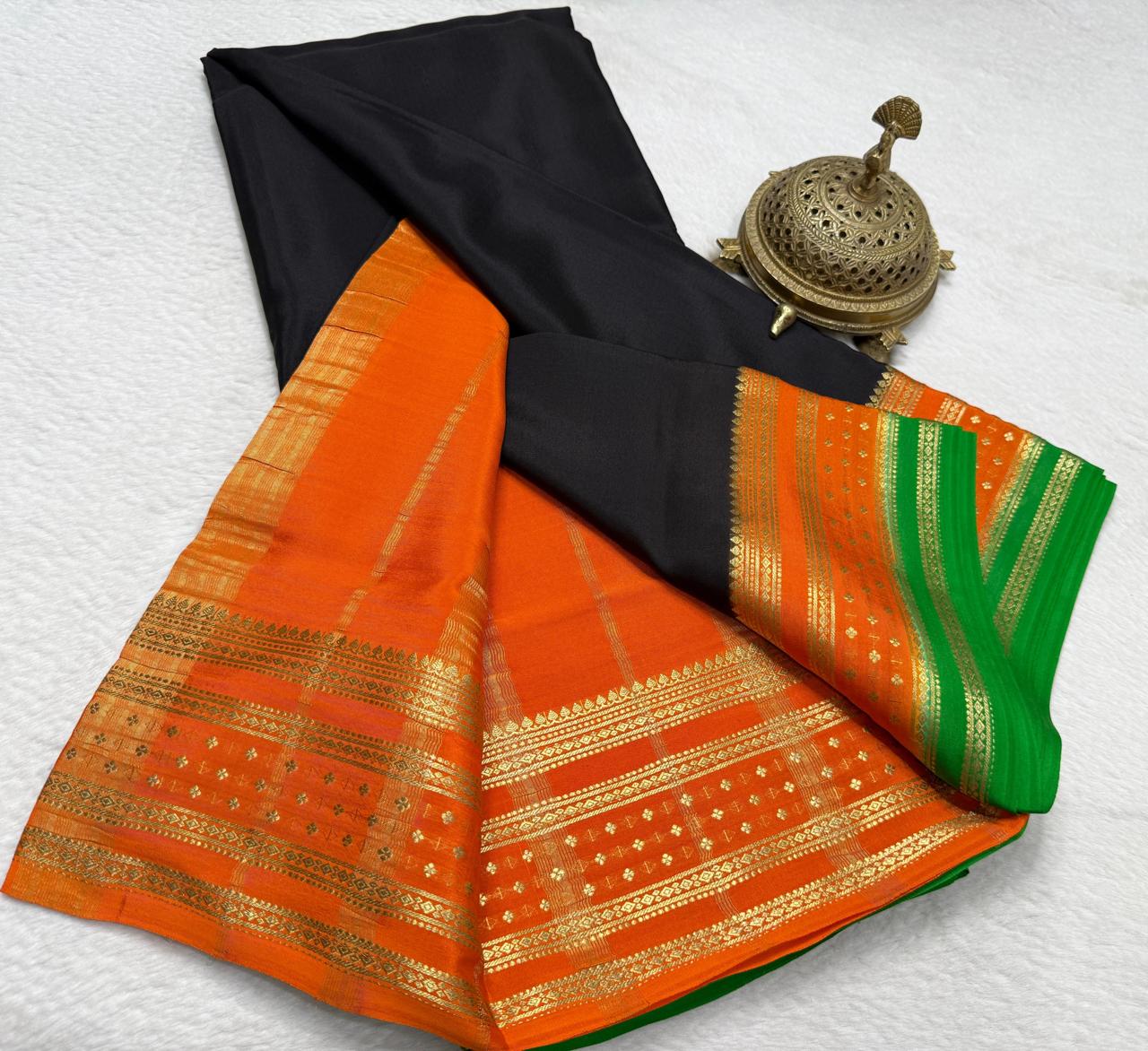 Contrast color pure mysore silk saree