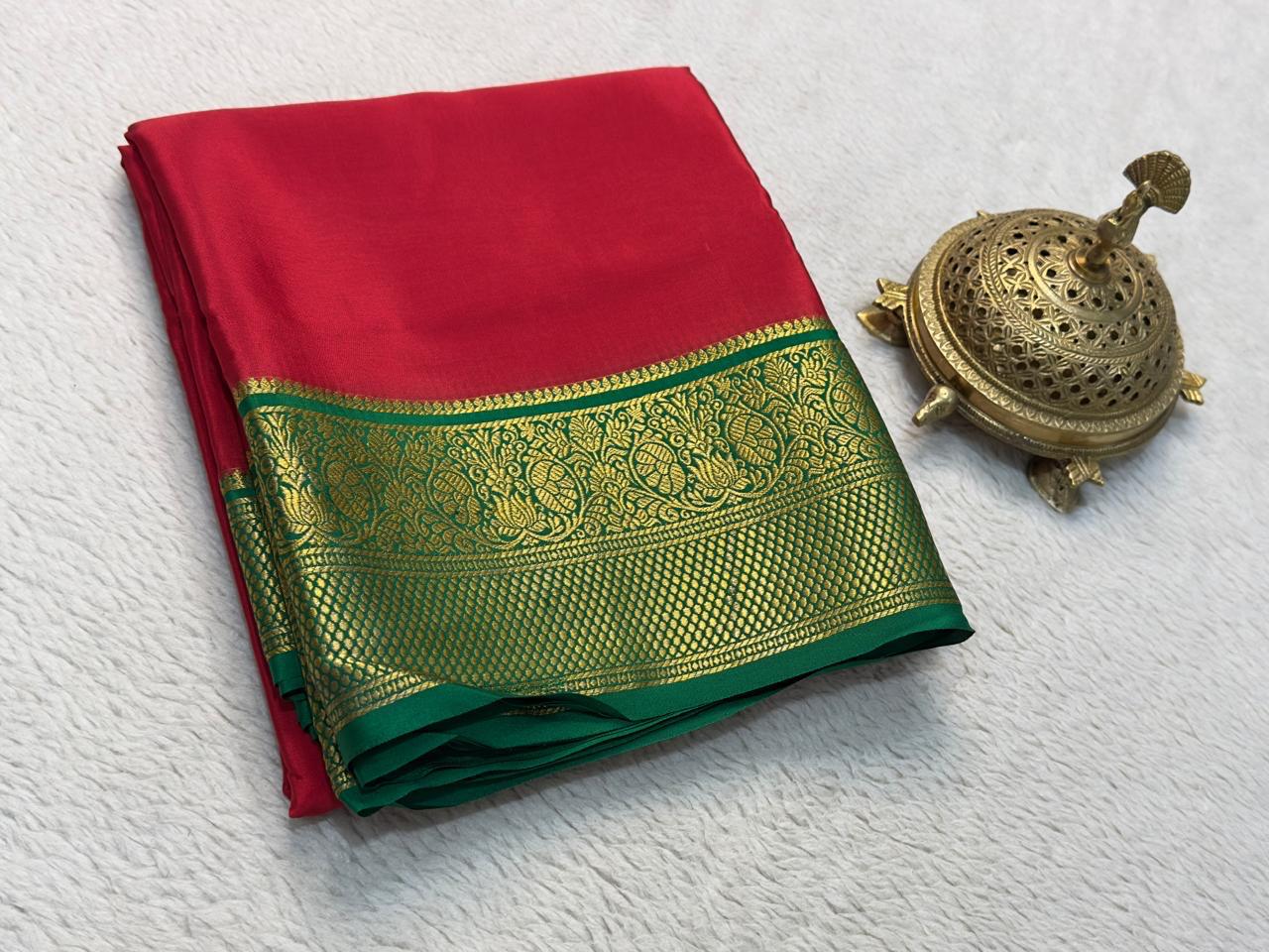 Contrast color pure mysore silk saree