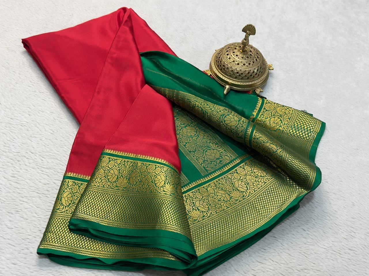 Contrast color pure mysore silk saree
