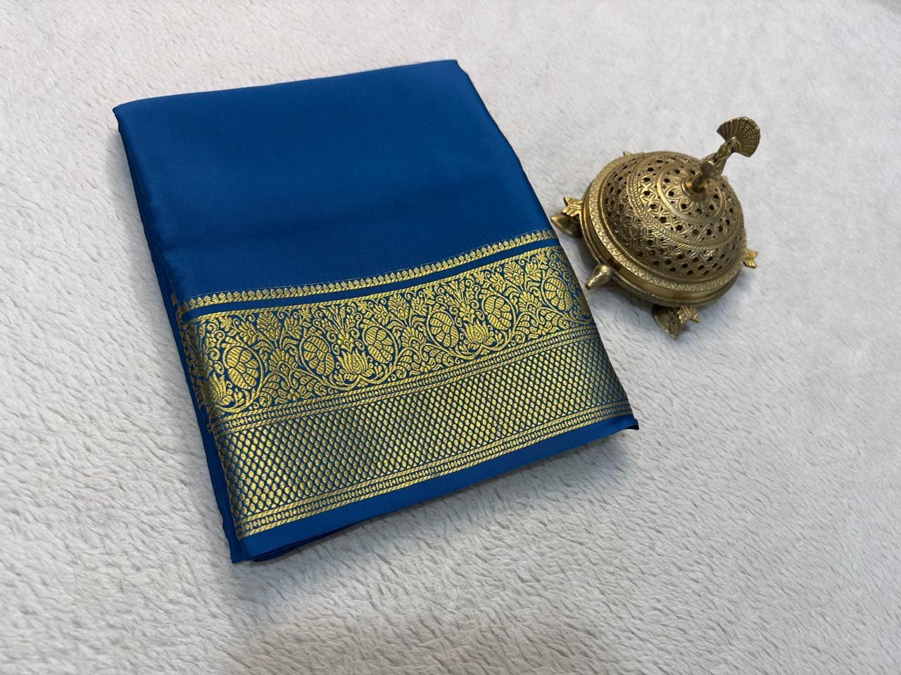 Contrast color pure mysore silk saree