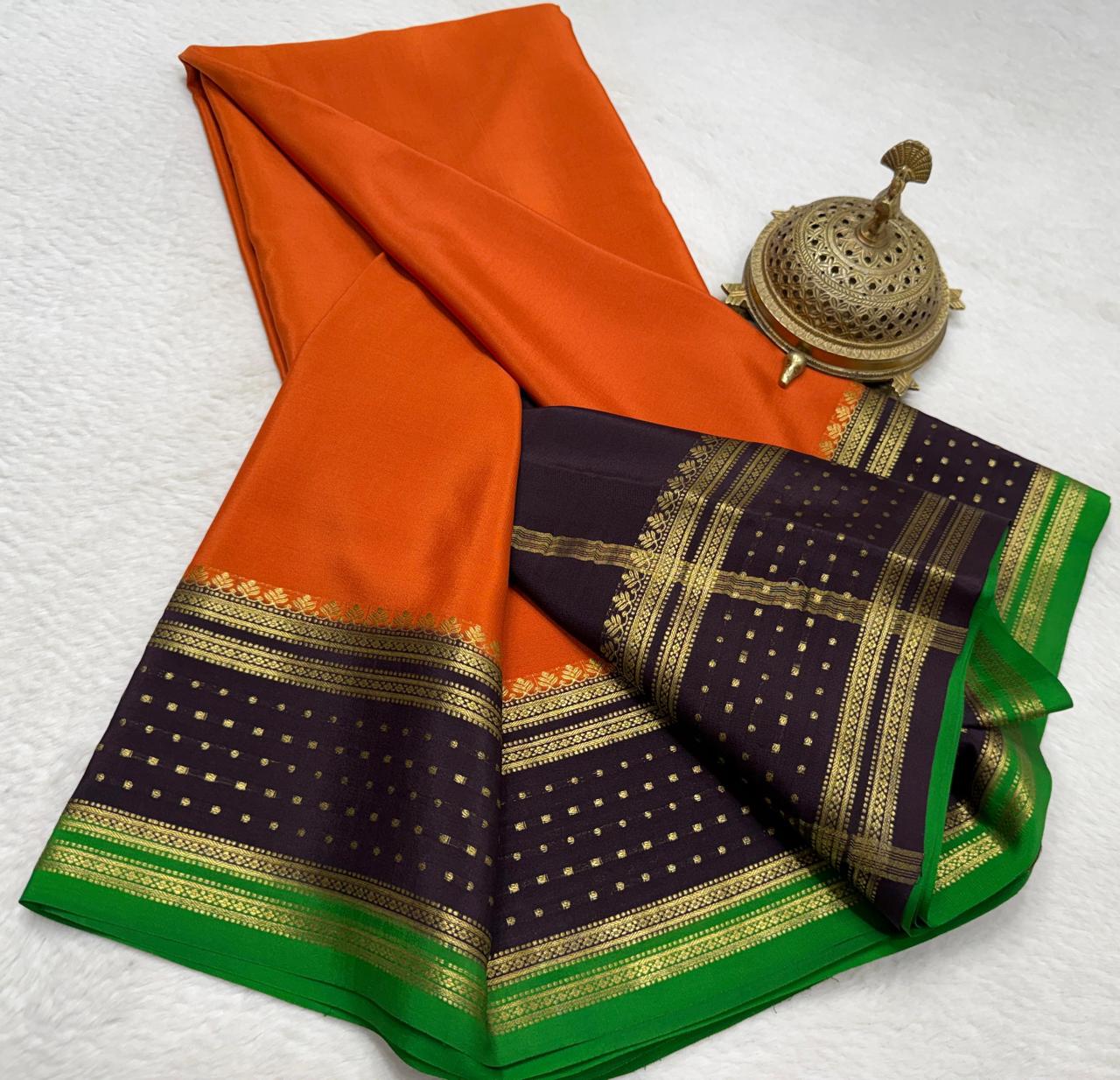 Contrast color pure mysore silk saree