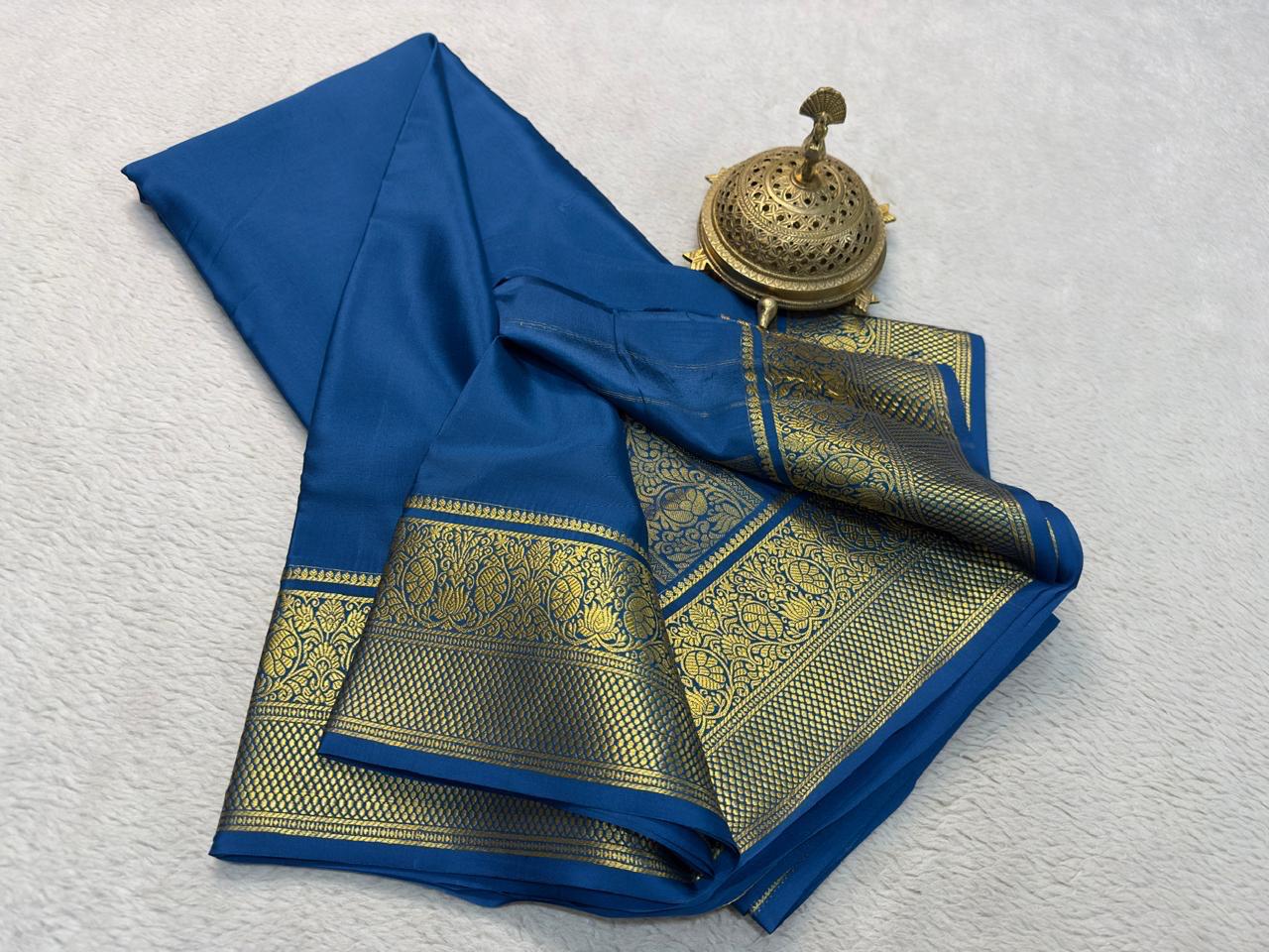 Contrast color pure mysore silk saree