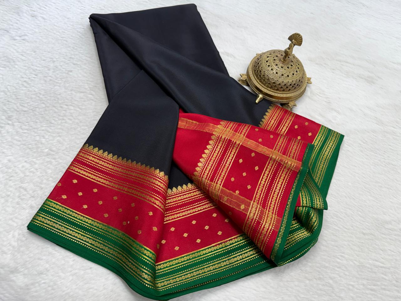 Contrast color pure mysore silk saree