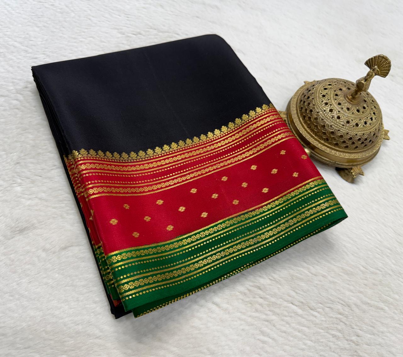 Contrast color pure mysore silk saree
