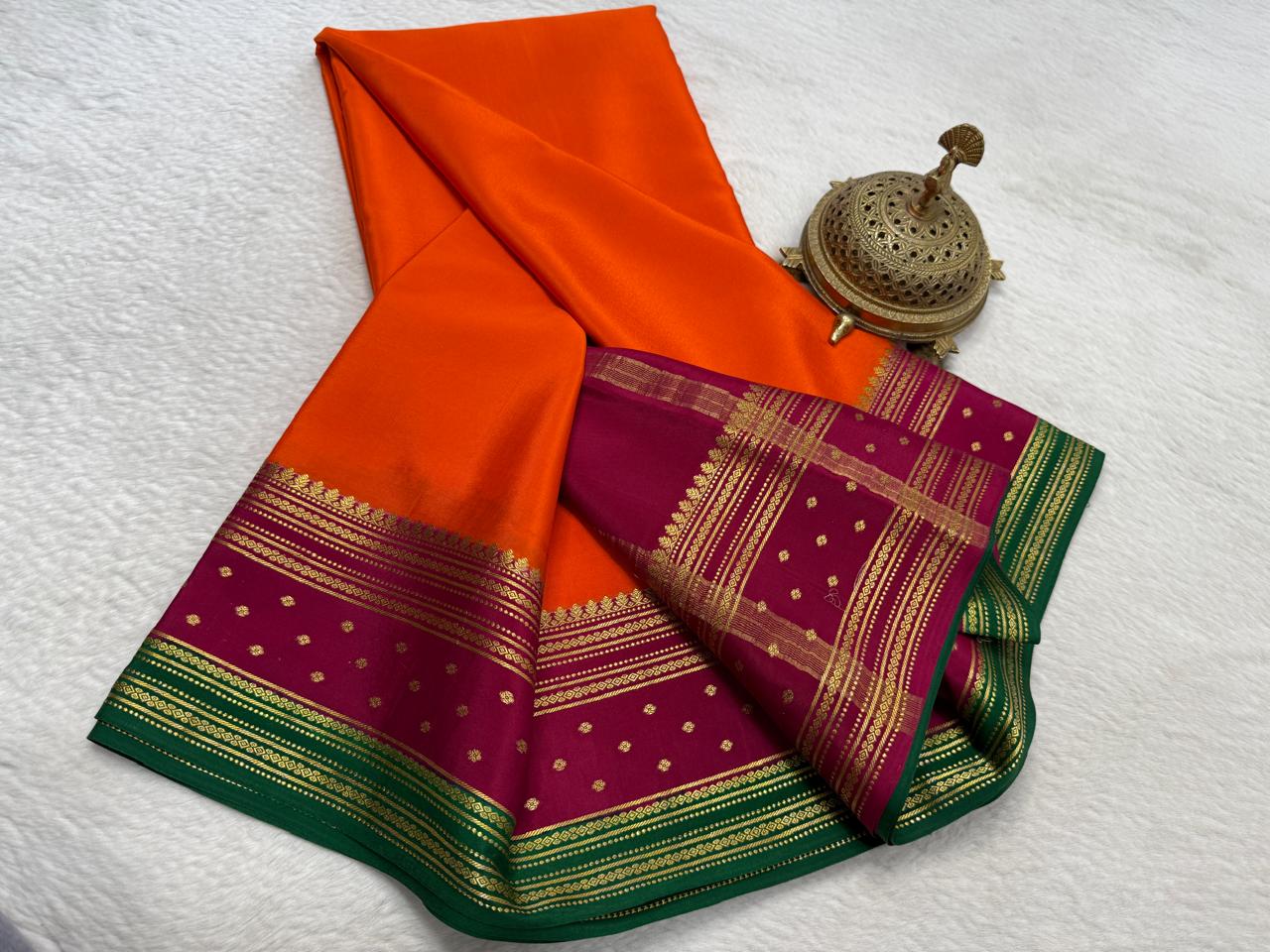 Contrast color pure mysore silk saree