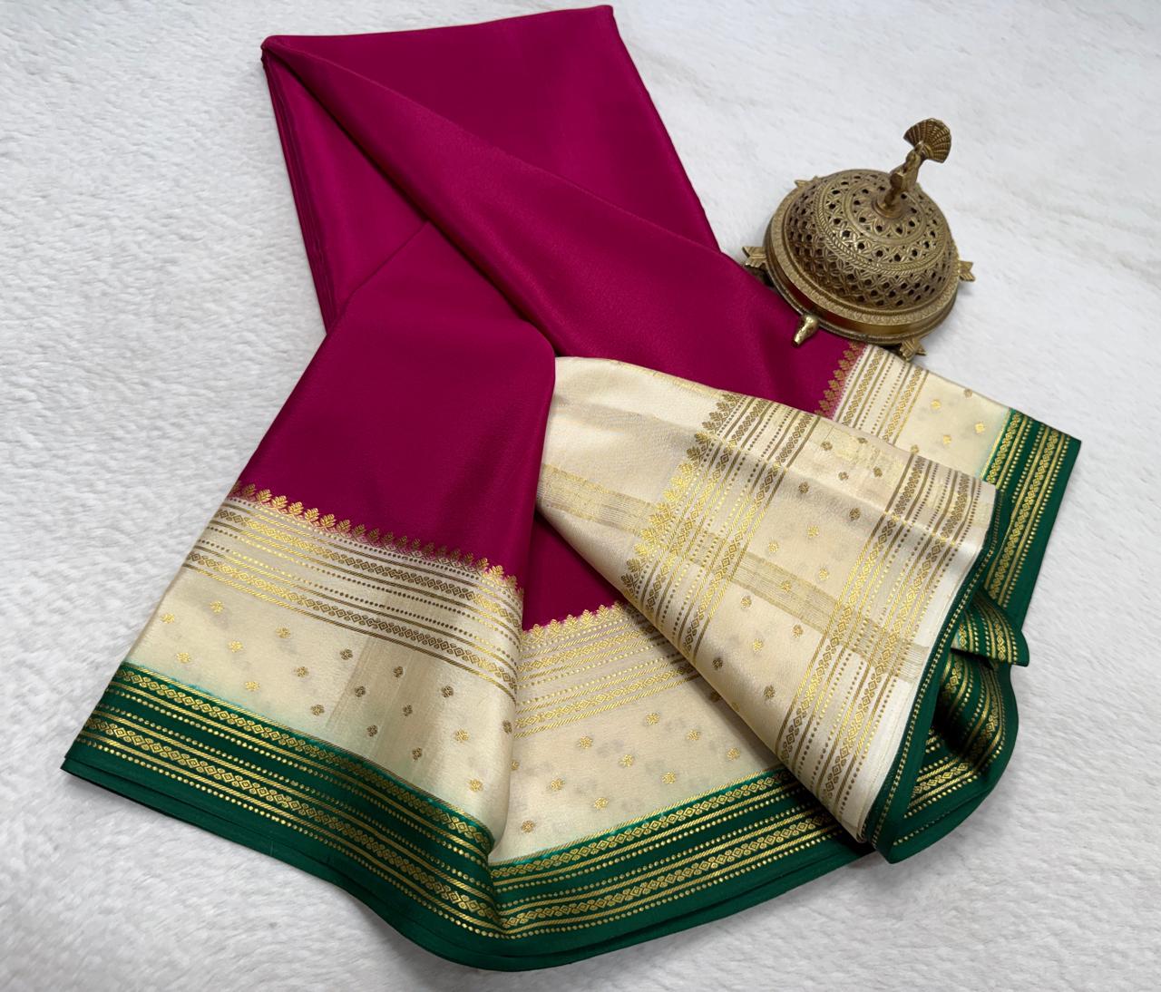 Contrast color pure mysore silk saree
