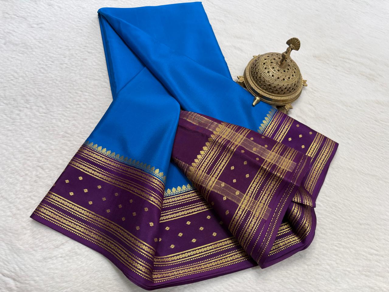 Contrast color pure mysore silk saree