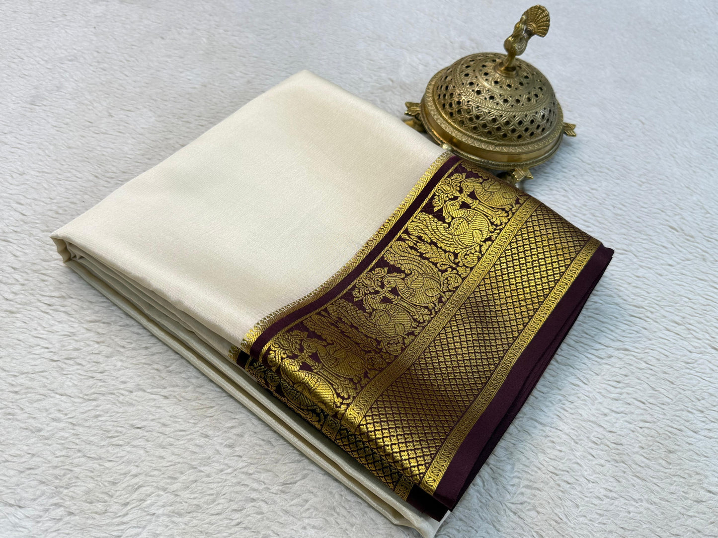 Contrast color pure mysore silk saree