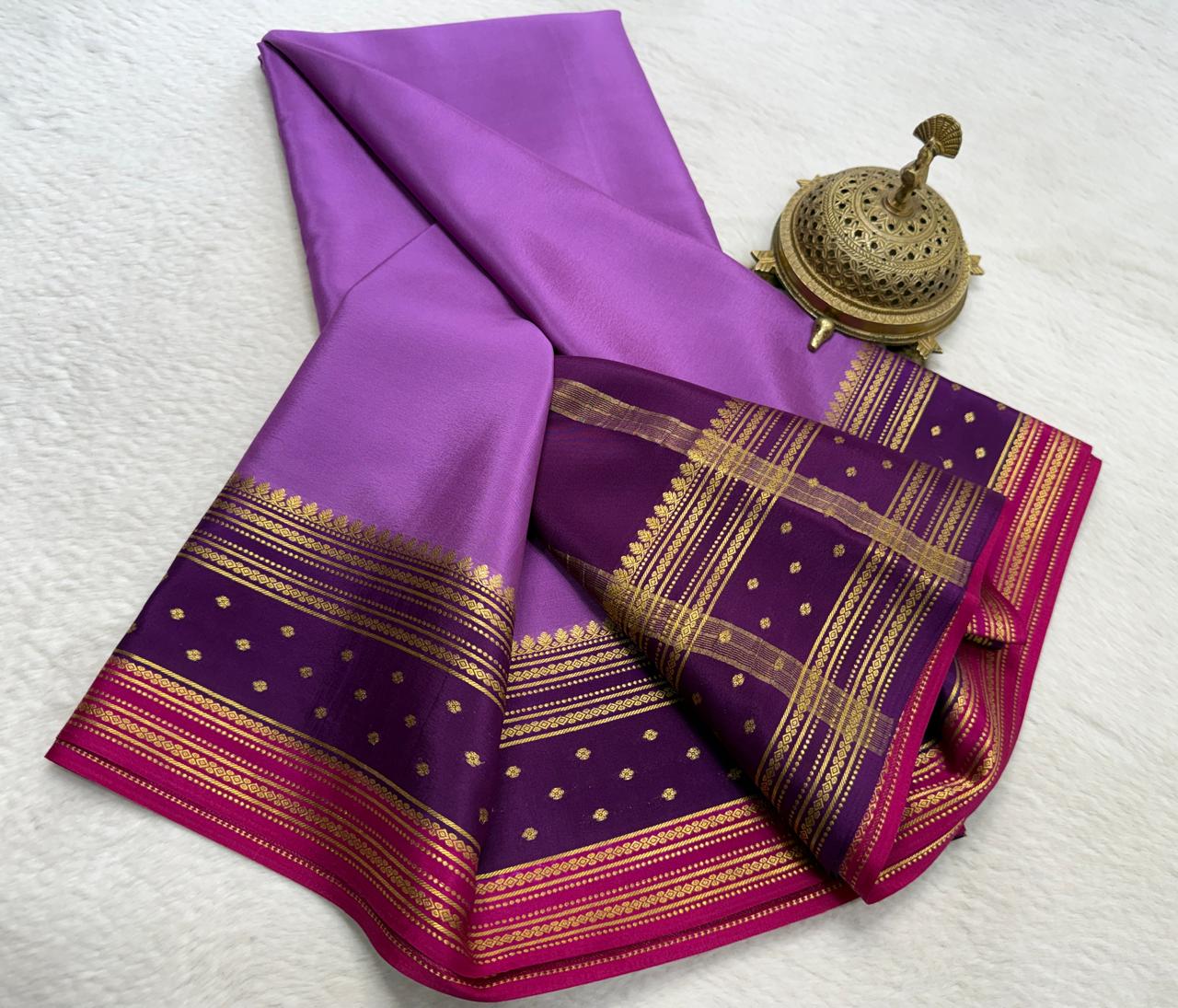 Contrast color pure mysore silk saree