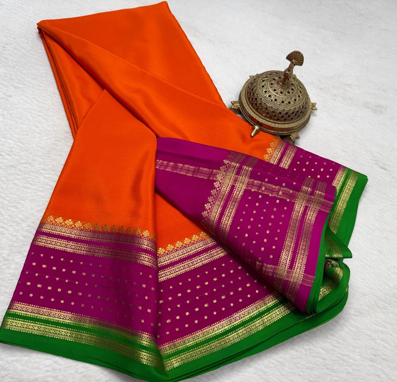 Contrast color pure mysore silk saree