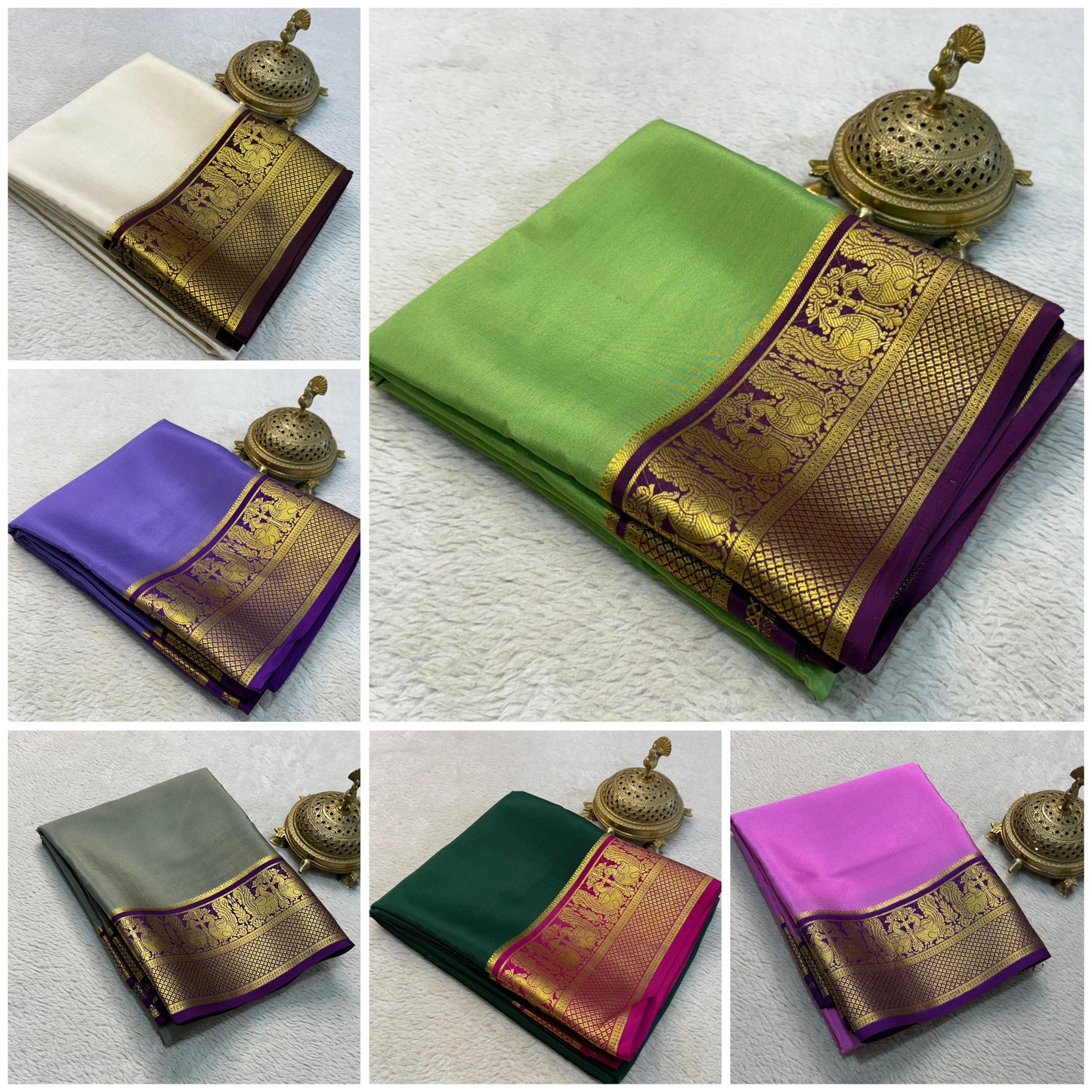 Contrast color pure mysore silk saree
