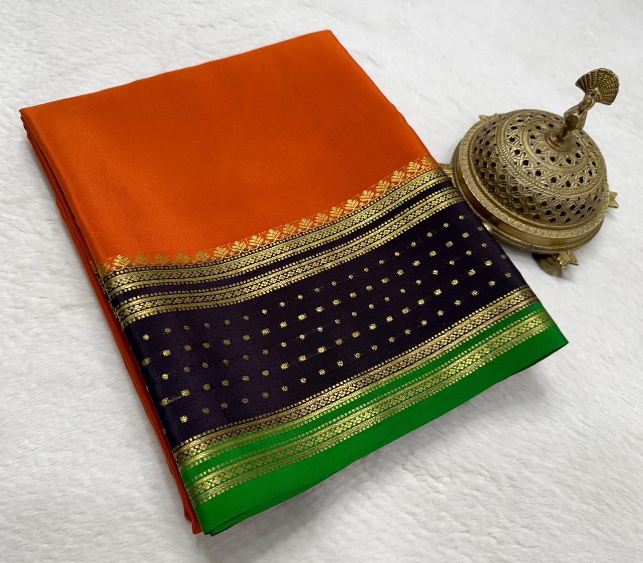 Contrast color pure mysore silk saree