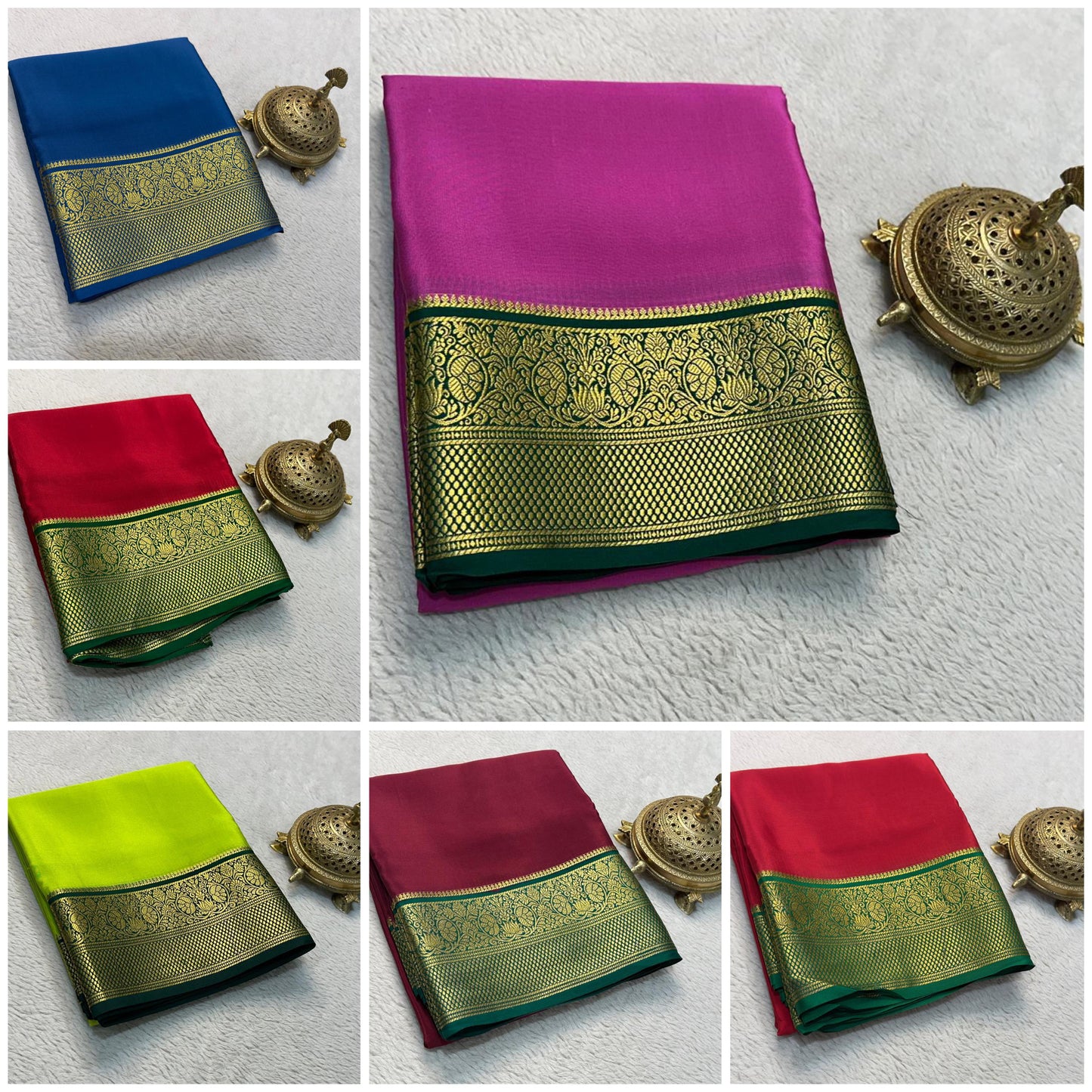 Contrast color pure mysore silk saree