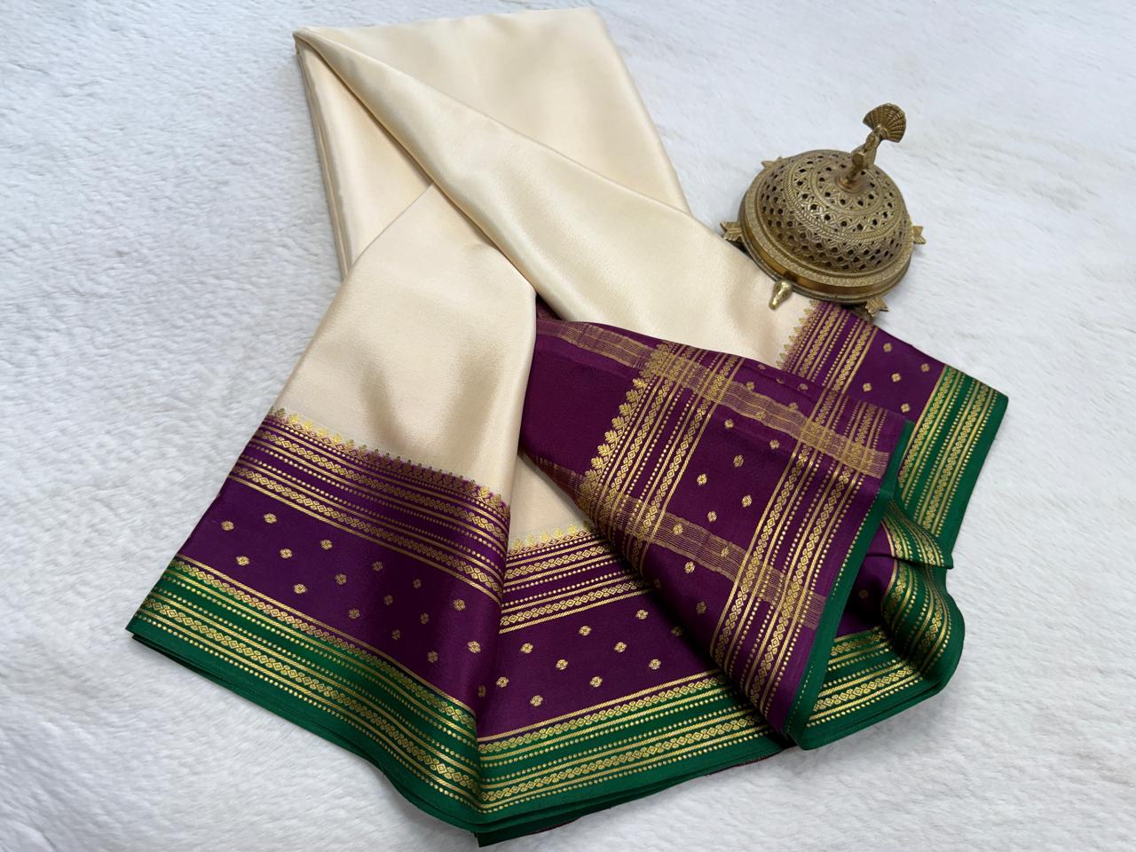 Contrast color pure mysore silk saree