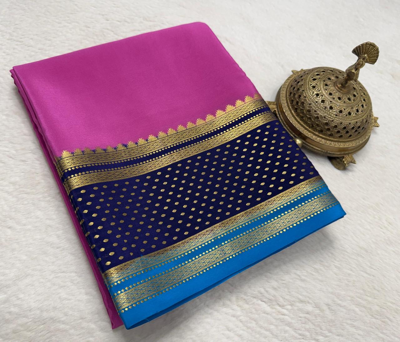 Contrast color pure mysore silk saree