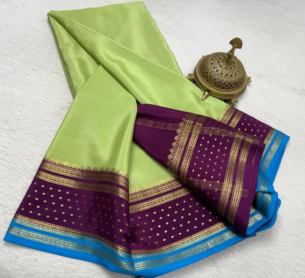 Contrast color pure mysore silk saree