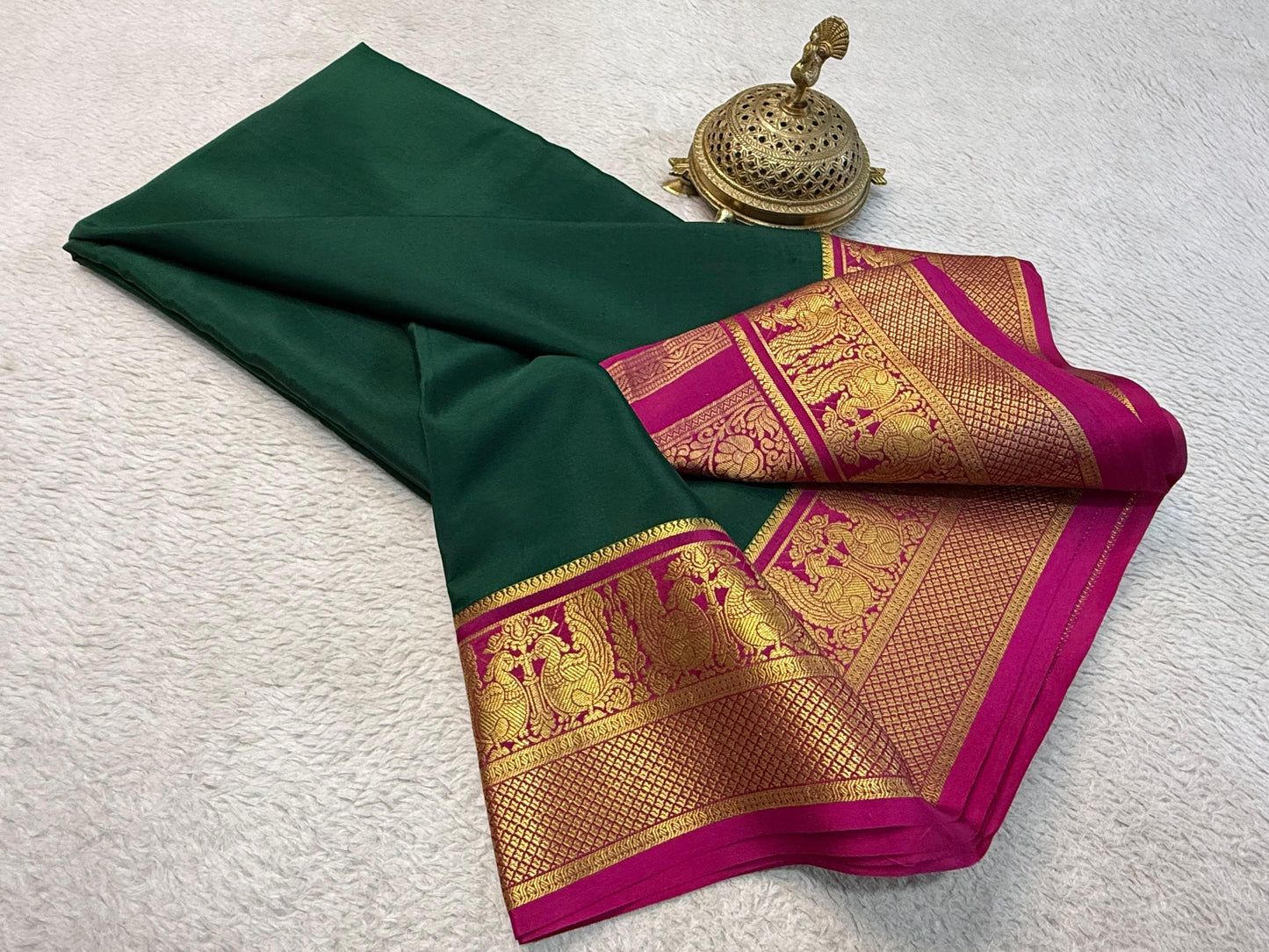 Contrast color pure mysore silk saree