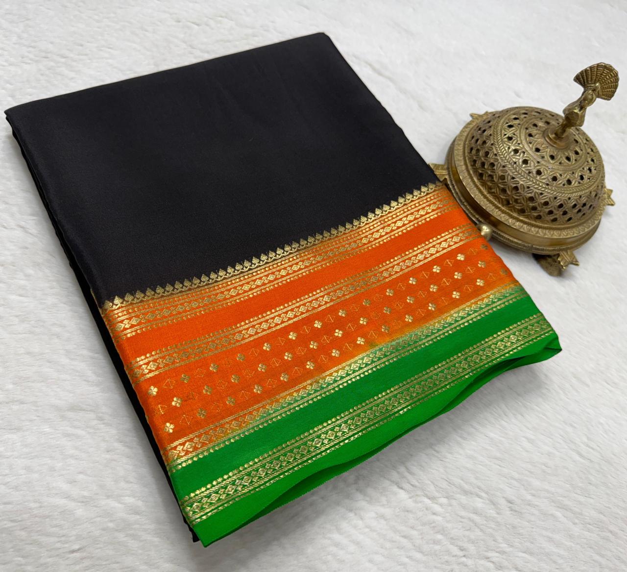 Contrast color pure mysore silk saree