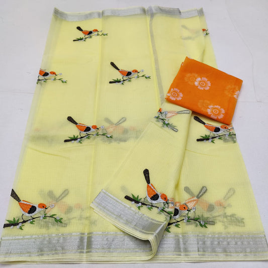 Cotton kota embroidery saree
