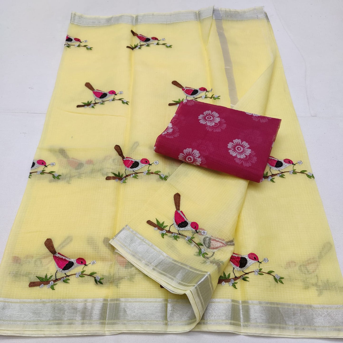 Cotton kota embroidery saree