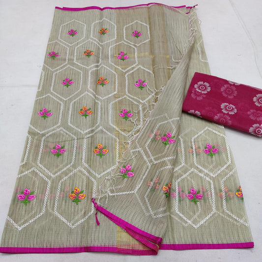 Cotton kota embroidery saree