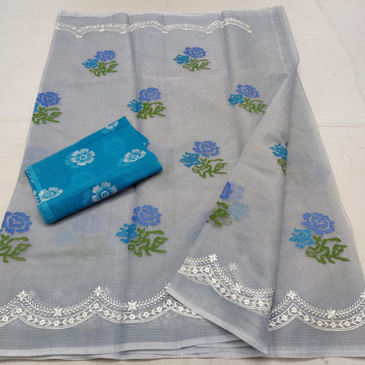 Cotton kota embroidery saree