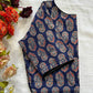 Cotton natural dye handblock print boat neck neck blouse