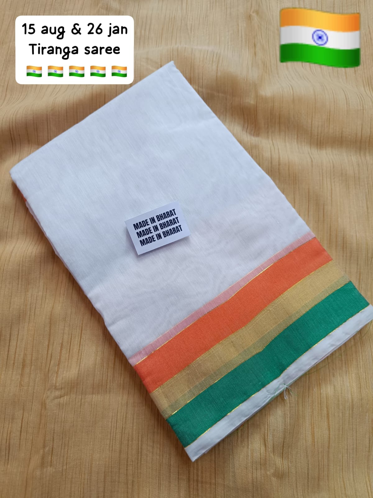 Cotton style tri color saree