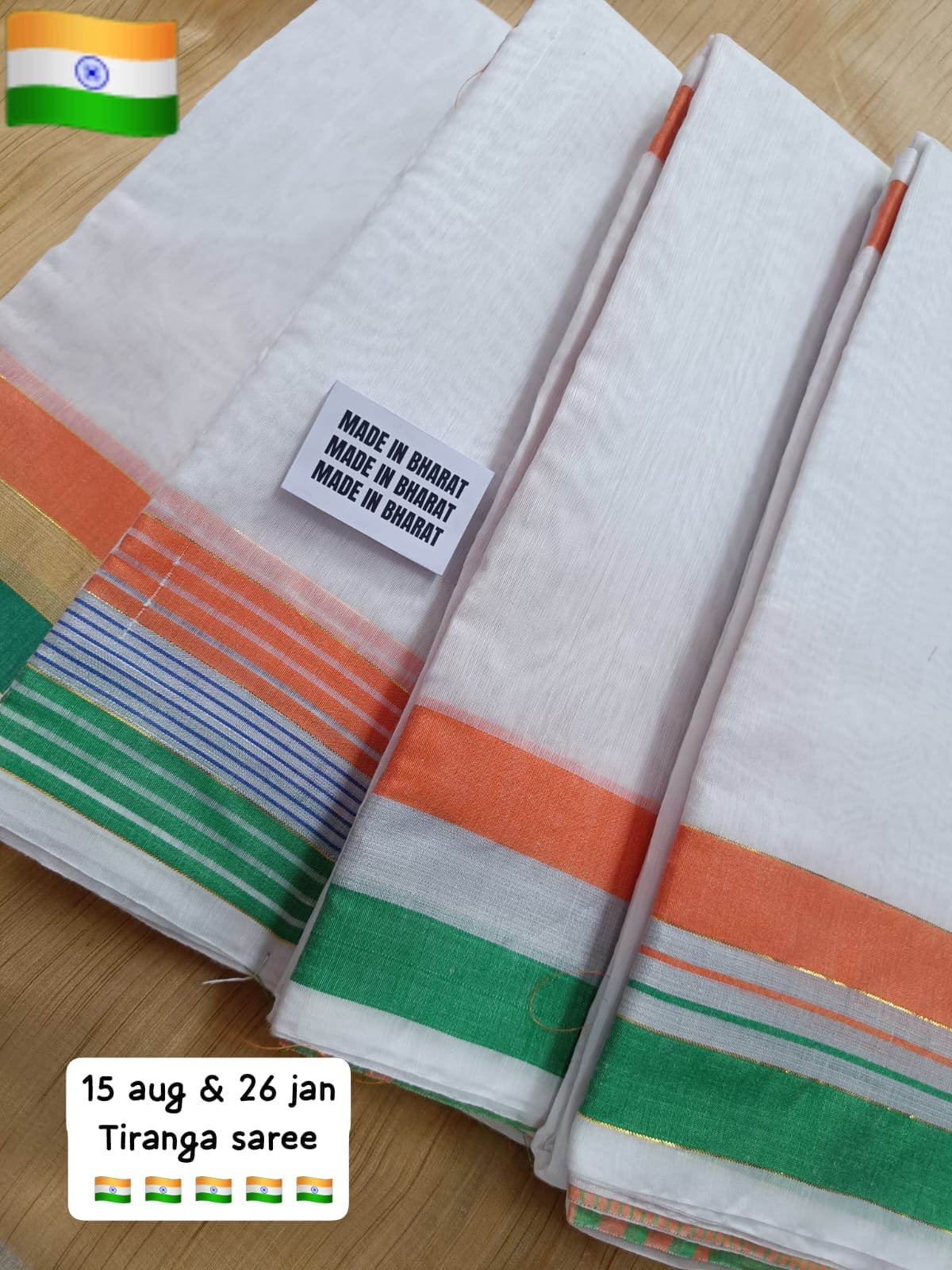 Cotton style tri color saree