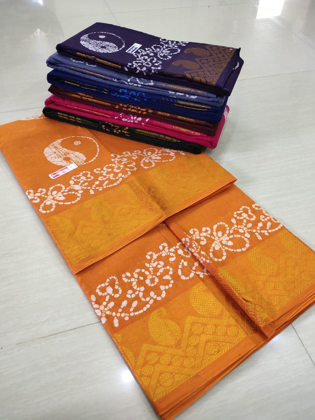 Cotton wax printed saree