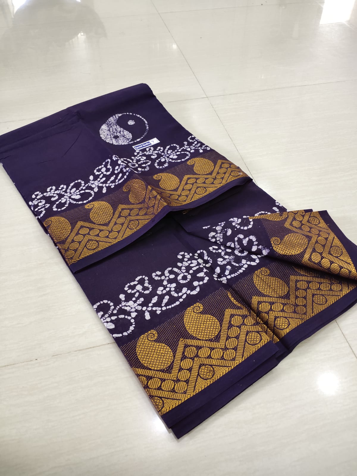 Cotton wax printed saree