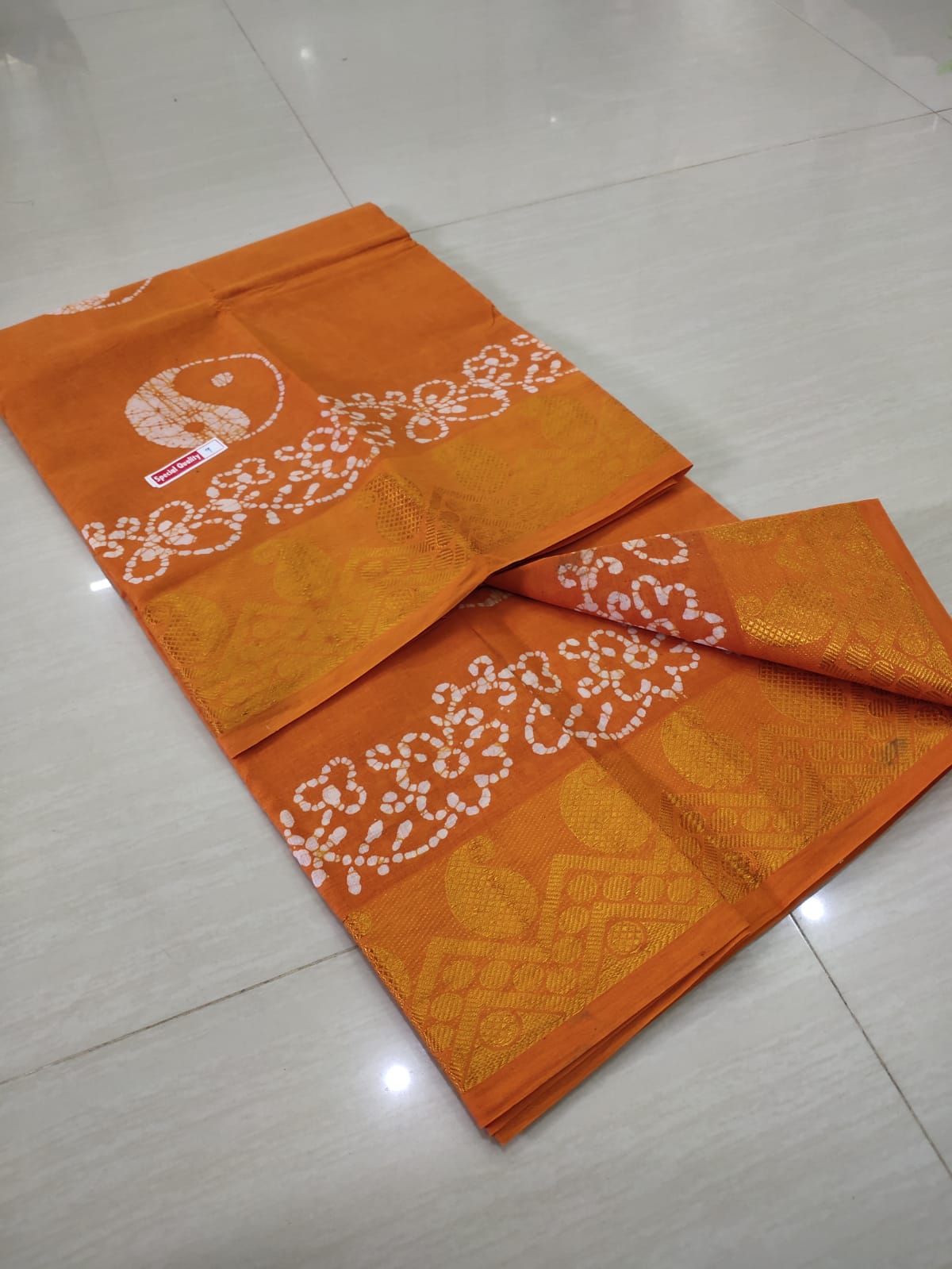 Cotton wax printed saree