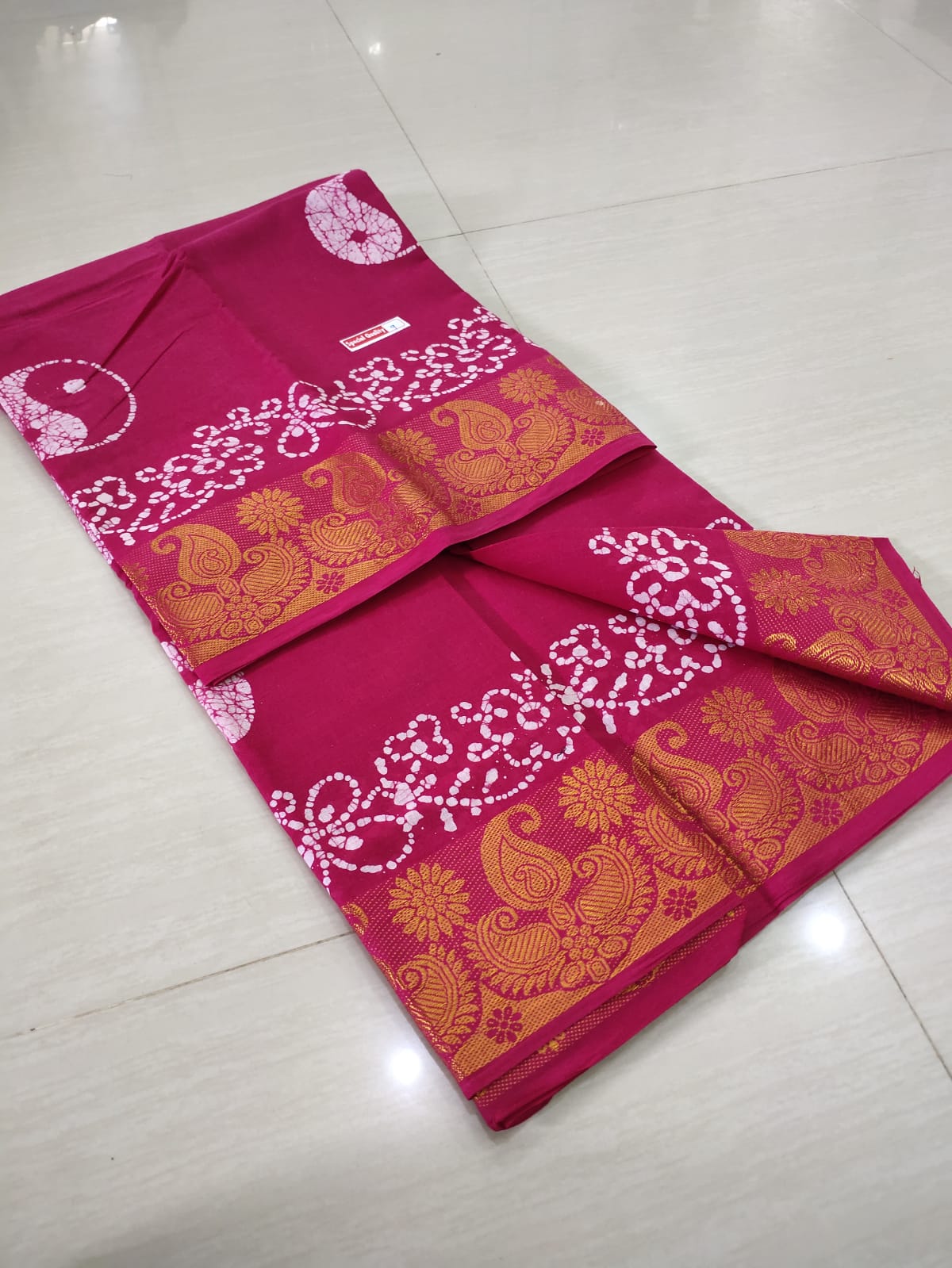 Cotton wax printed saree