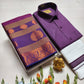 Couple's Combo Dhoti Shirt With Embossed Silk Saree