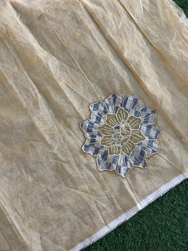 Customised kora cotton saree