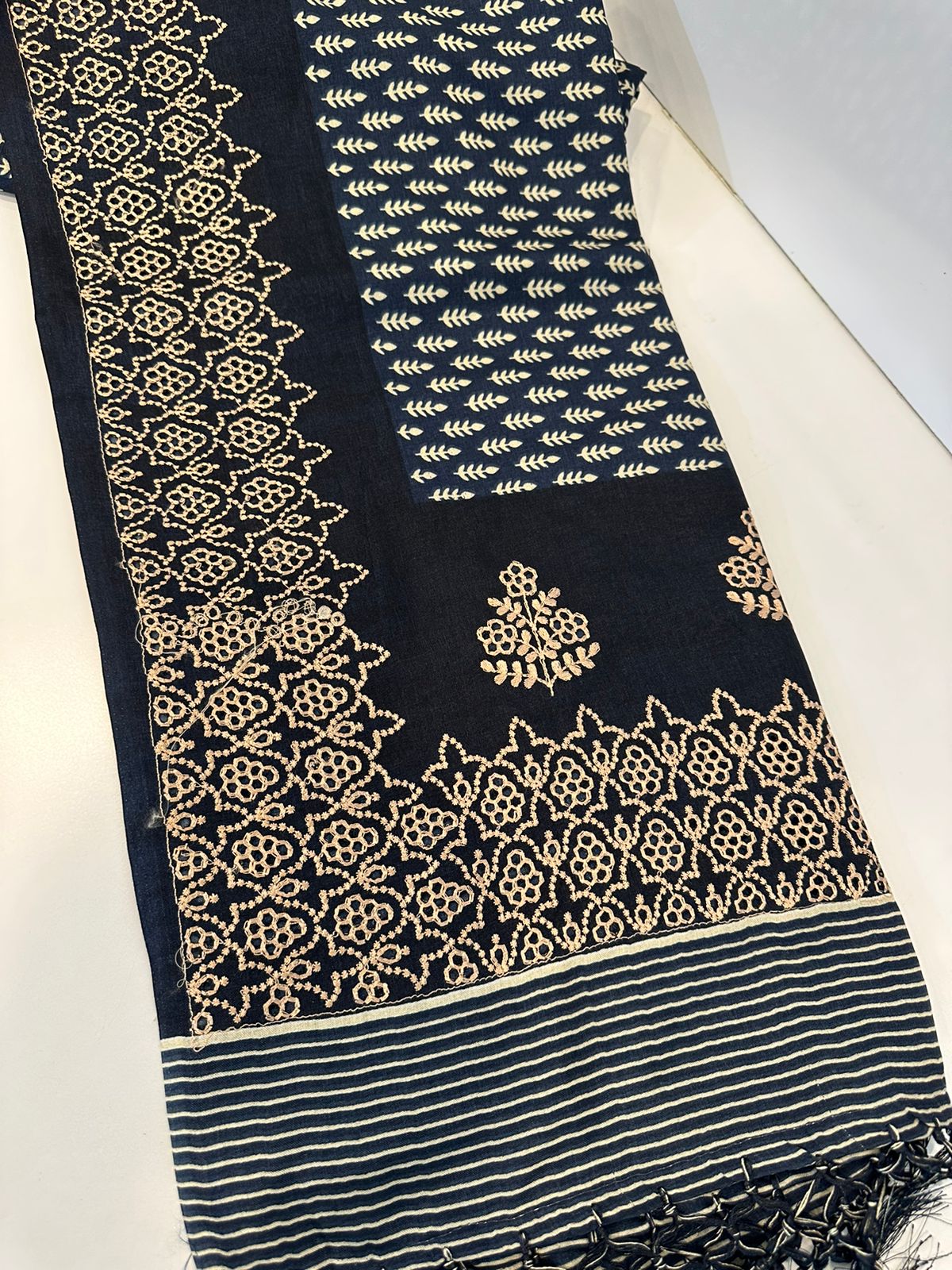 Cut work printed silk saree