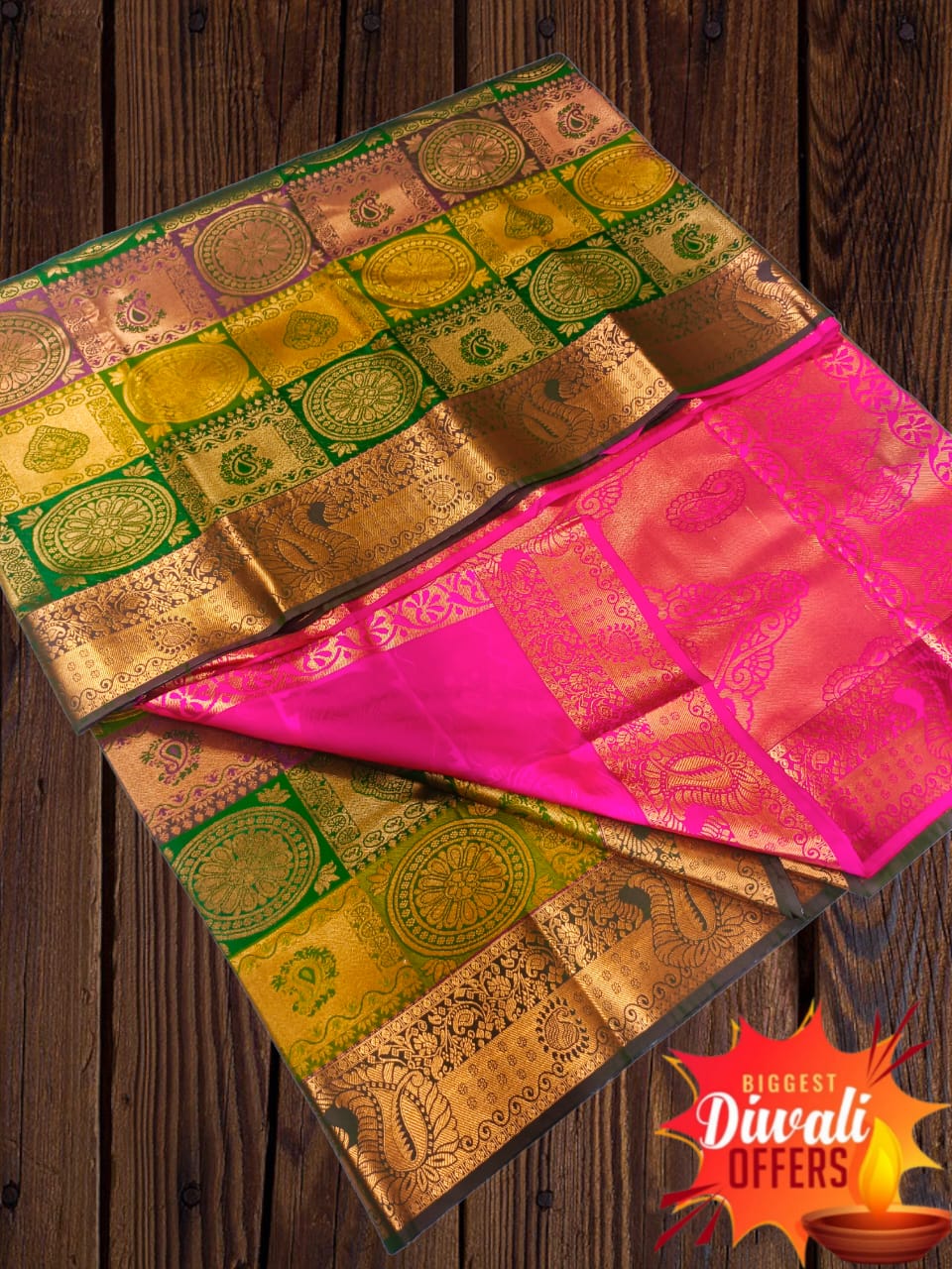 Multicolor pure dharmavaram silk jacquard woven saree with blouse - Lilots  - 4300039