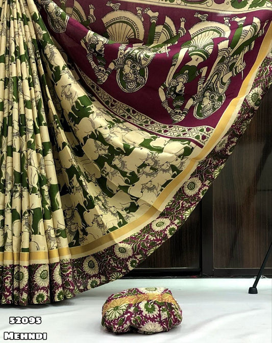 Digital printed fancy chanderi silk saree