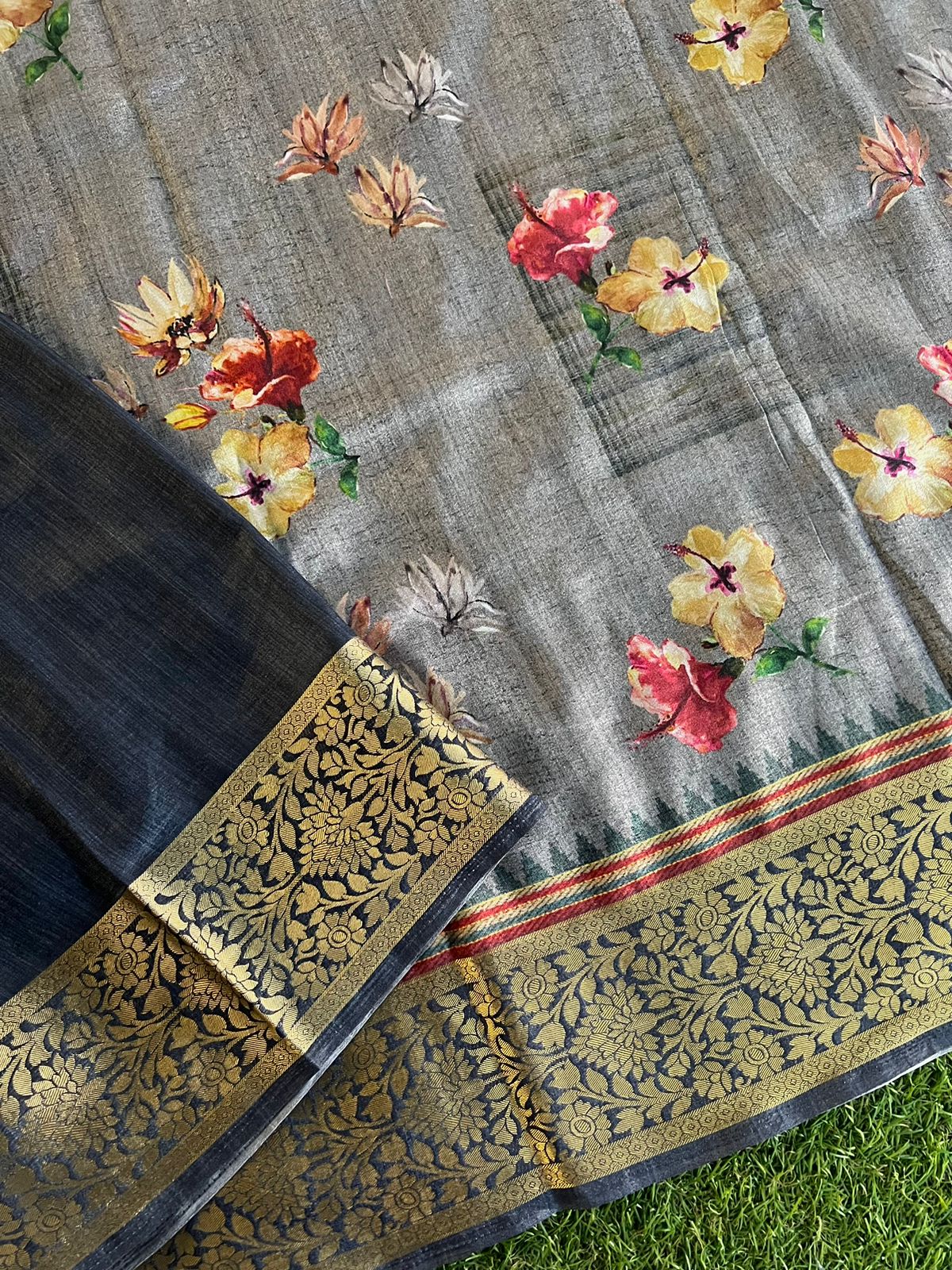 Digital printed matka viscose silk saree
