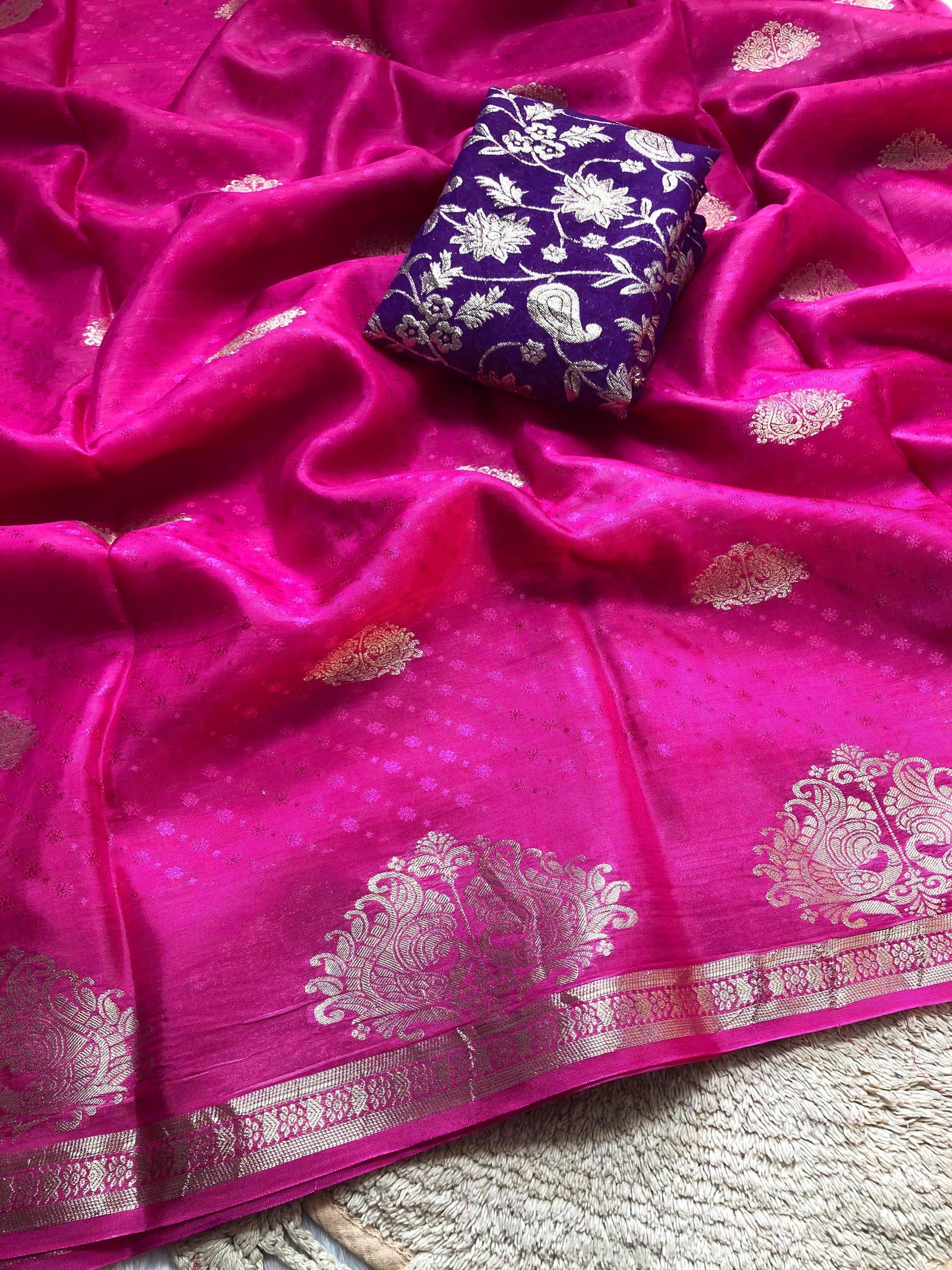 Crepe dola silk saree