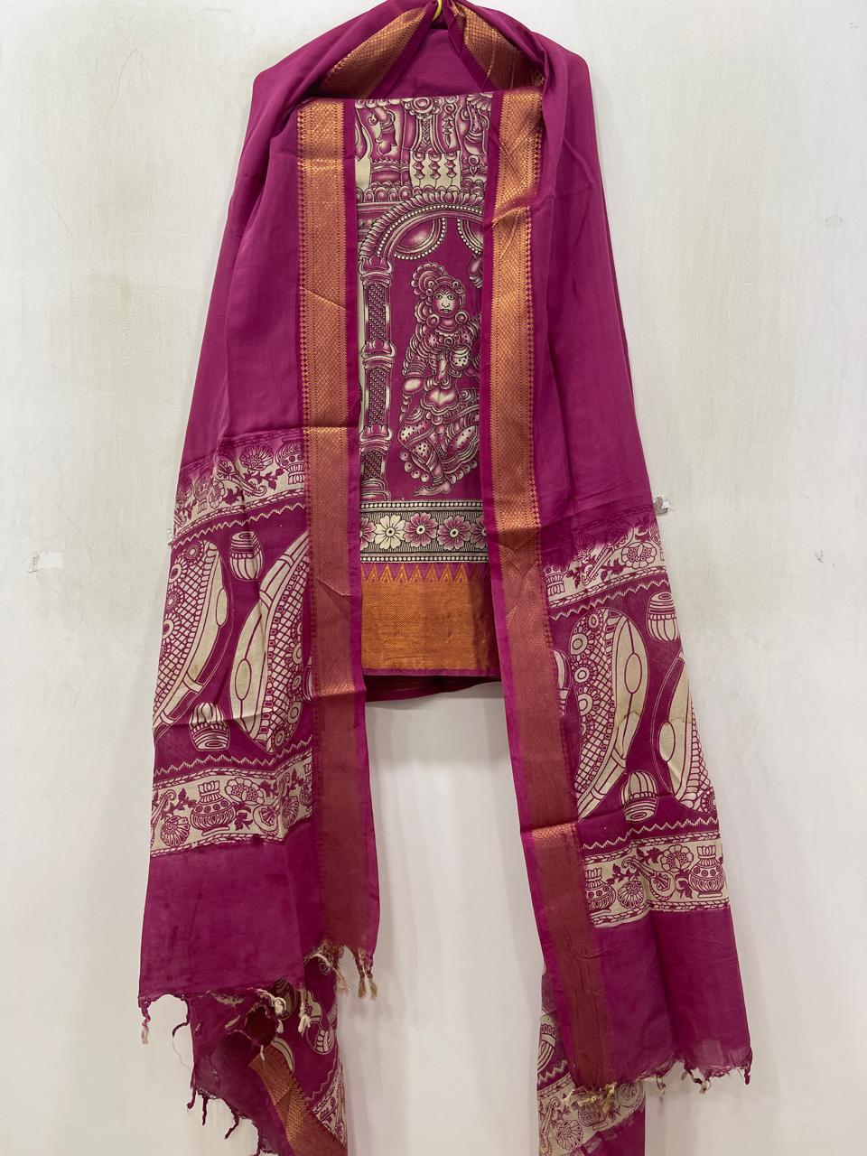 Mangalagiri Kalamkari Silk Printed Dress Material