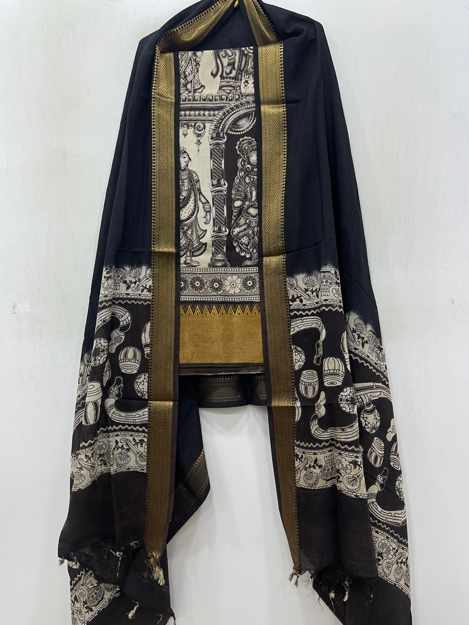 Mangalagiri Kalamkari Silk Printed Dress Material