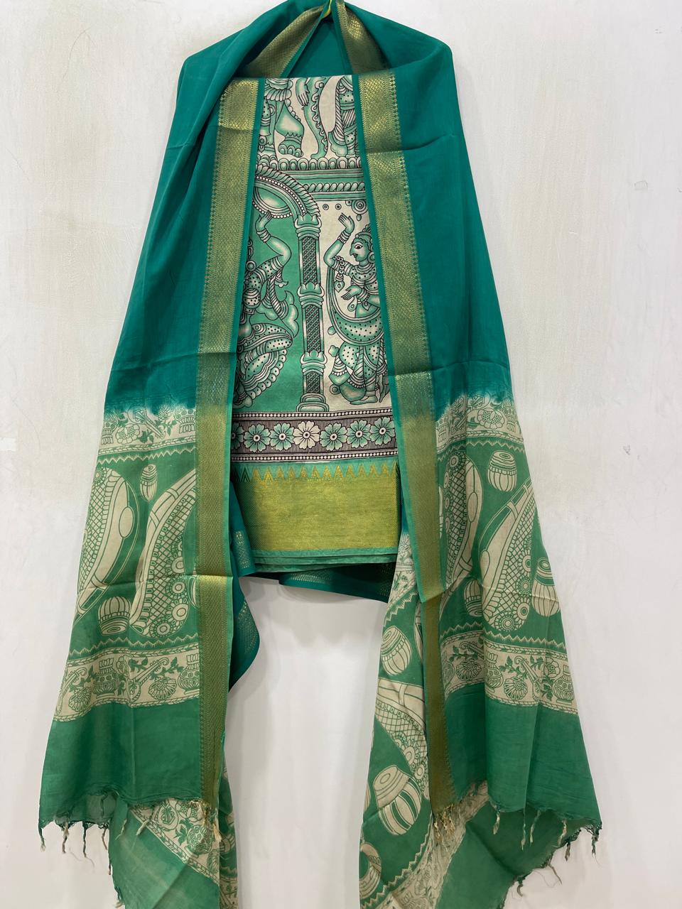 Mangalagiri Kalamkari Silk Printed Dress Material