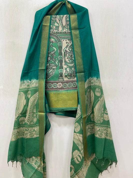 Mangalagiri Kalamkari Silk Printed Dress Material