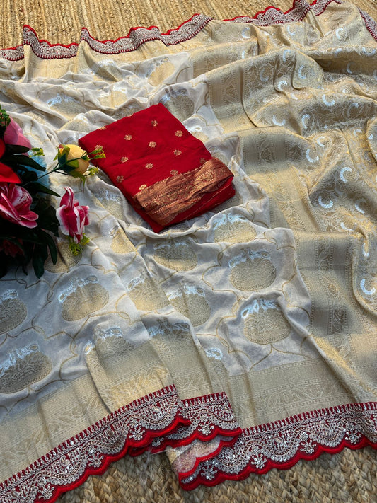 Durga Pooja Special Khadi Silk Weaving Saree